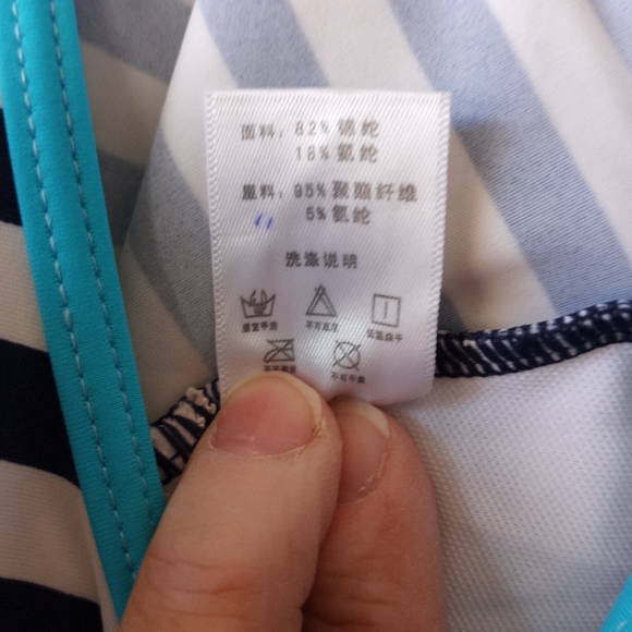 Vintage style Blue White Striped Swim Dress M - Picture 4 of 10